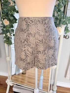 Zara High Waist Snake Print Shorts -Beige Brown Black